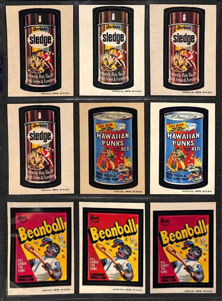 Lot of 180 Stickers & 30 Checklist Cards for 1973-1975 Topps Wacky Packs Cards