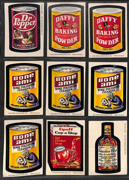 Lot of 180 Stickers & 30 Checklist Cards for 1973-1975 Topps Wacky Packs Cards
