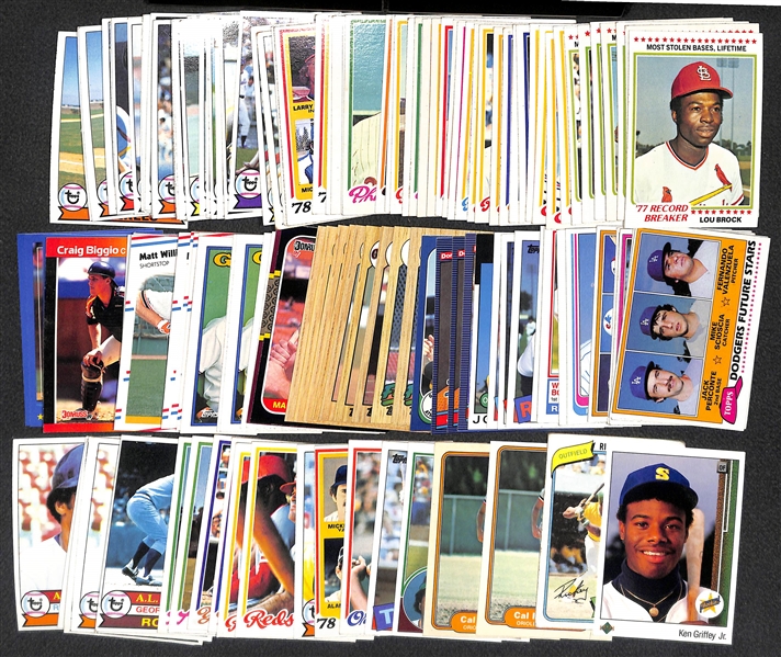 Lot of 140+ 1978-1988 Primarily Topps Stars & Rookies Baseball Cards w. 1989 UD Griffey Jr. Rookie Card & 1978 Eddie Murray Rookie Card