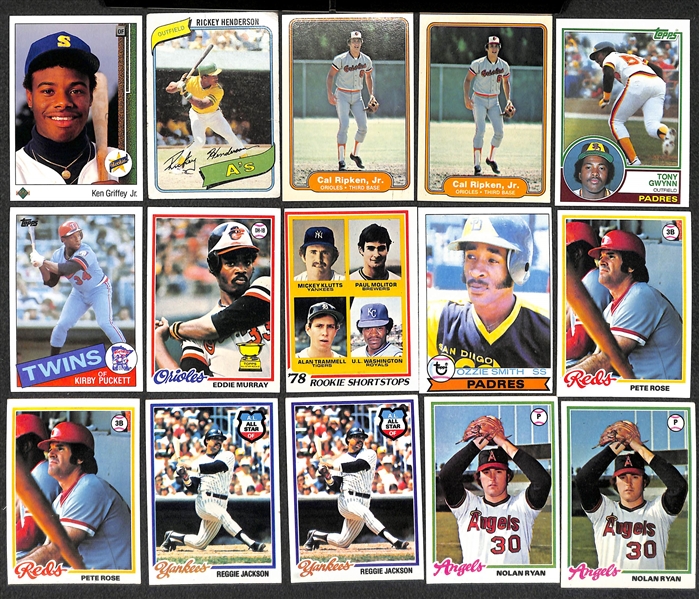 Lot of 140+ 1978-1988 Primarily Topps Stars & Rookies Baseball Cards w. 1989 UD Griffey Jr. Rookie Card & 1978 Eddie Murray Rookie Card