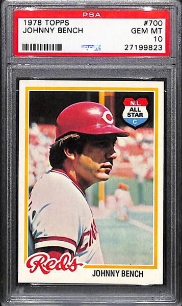 GEM MINT 1978 Topps Johnny Bench #700 Graded PSA 10! 