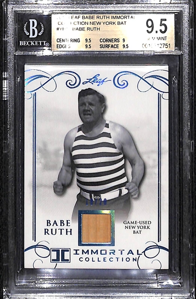 2017 Leaf Babe Ruth Immortal Collection Game Used Bat Card #18/20 (w. Piece of Ruth's Yankees Bat) BGS 9.5 (Only 20 Made!)