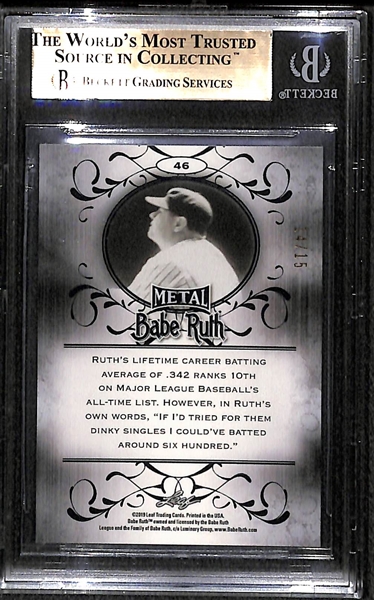 2019 Leaf Metal Babe Ruth Collection (Pink Wave Refractor) #ed 14/15 Graded BGS 9.5 Gem Mint!  Only 15 Made!