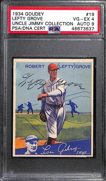 1934 Goudey Lefty Grove #19 PSA 4 (Autograph Grade 9) - Pop 1 - Highest Grade of Only 4 PSA Examples - (d. 1975)