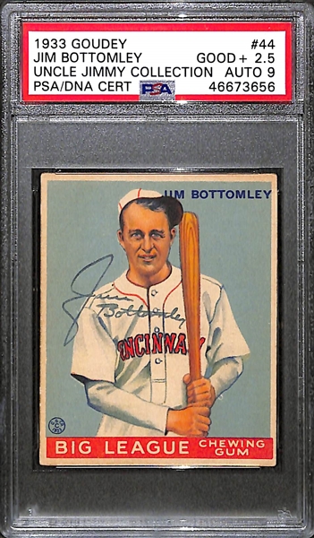 1933 Goudey Jim Bottomley #44 PSA 2.5 (Autograph Grade 9) - Only 7 PSA/DNA Exist w. Only 3 Graded Higher! (d. 1959) 
