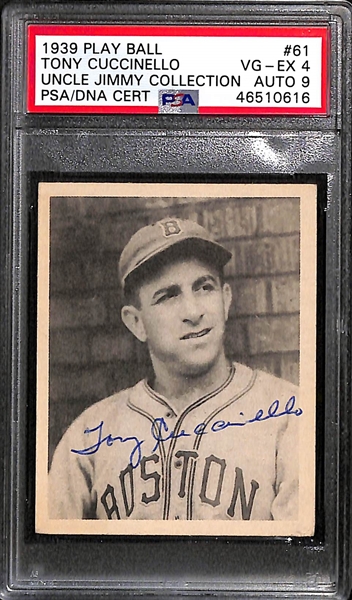 1939 Play Ball Tony Cuccinello #61 PSA 4 (Autograph Grade 9) - Pop 1 - Highest Grade of Only 2 PSA Examples - (d. 1995)