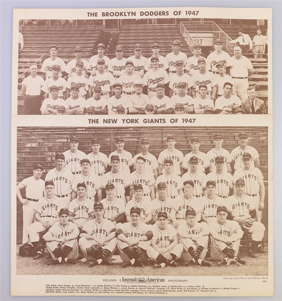 1947 American Journal 12x18 Photos of NY Giants & Brooklyn Dodgers (NL Champs!)