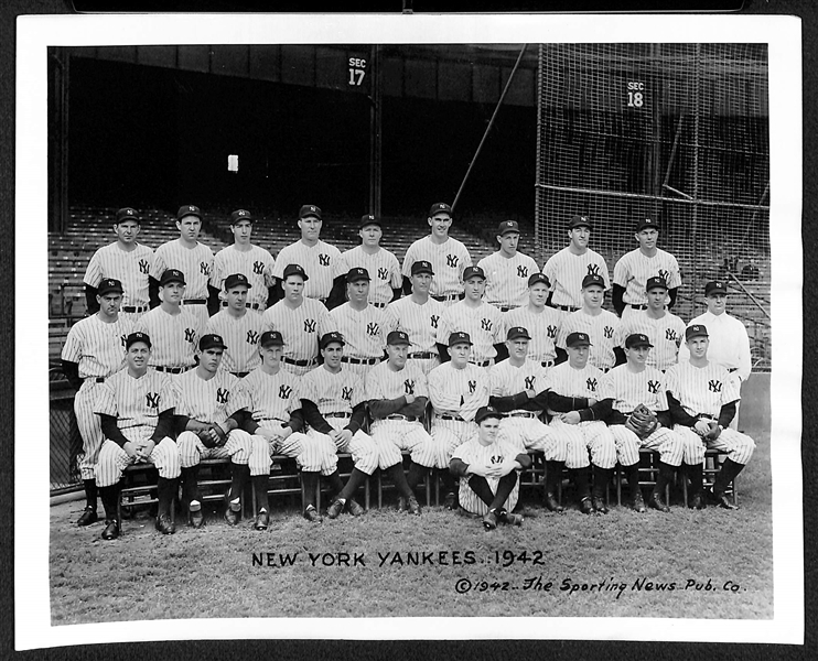 Lot of (3) Original Sporting News 8x10 Team Photos - 1941 Yankees, 1942 Yankees, 1941 Dodgers