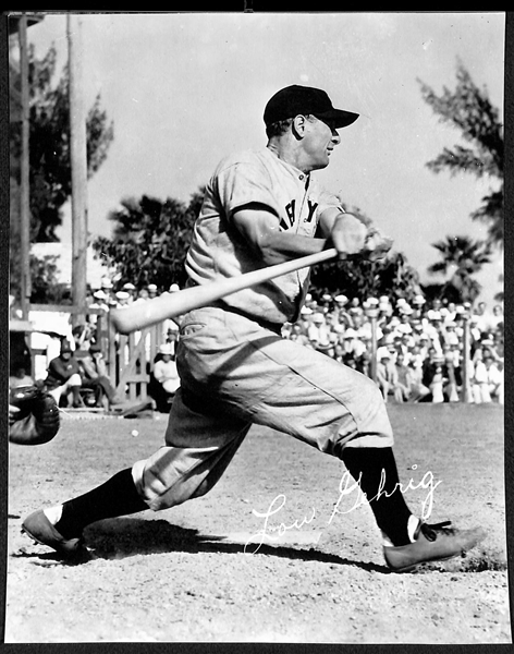 Lot of (4) Trimmed Souvenir Photos (Facsimile Signatures in White) - Babe Ruth, Joe DiMaggio, Lou Gehrig, Dizzy & Daffy Dean (Trimmed to Approx. 7.25 x  9.25)