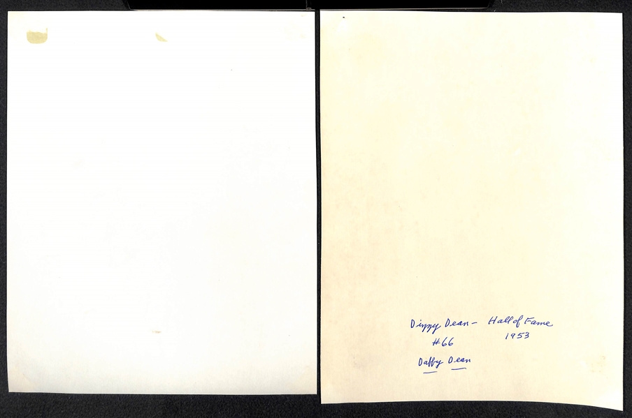 Lot of (4) Trimmed Souvenir Photos (Facsimile Signatures in White) - Babe Ruth, Joe DiMaggio, Lou Gehrig, Dizzy & Daffy Dean (Trimmed to Approx. 7.25 x  9.25)
