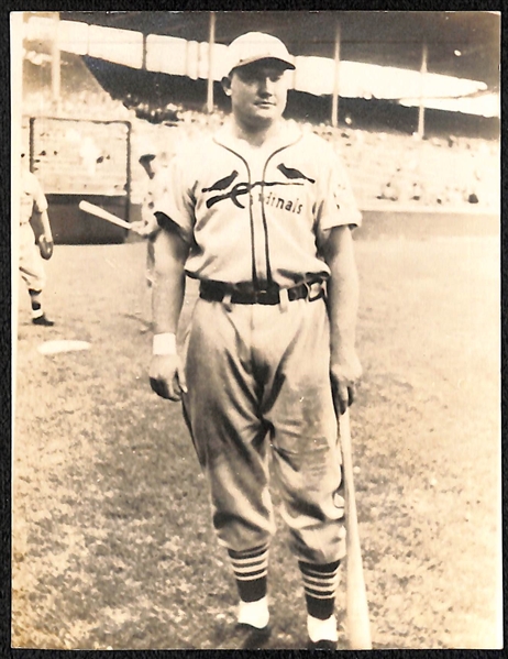 Lot of (3) Vintage EF Collins Stamped Baseball Photographs - Mel Ott, Johnny Mize, Bob Feller
