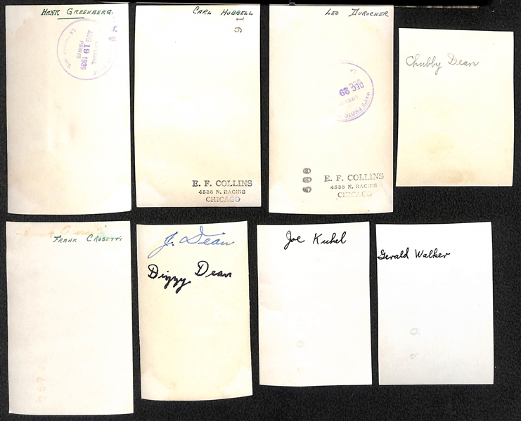 Lot of (8) Vintage Wallet Photographs w. (3) Stamped by EF Collins (Hank Greenberg, Carl Hubbell, Leo Durocher)