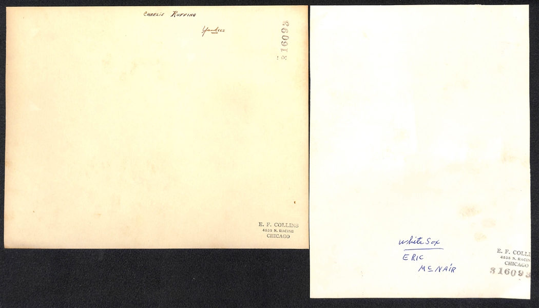 Vintage Red Ruffing (8x10) and Eric McNair (7x9.5) EF Collins Stamped Photos