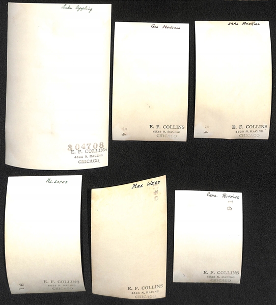 Lot of (39) EF Collins Baseball Photographs (From 2.5x3.5 to 4x6) Inc. Luke Appling, Gus Mancuso, Averill, Al Lopez, Max West, Red Ruffing. +