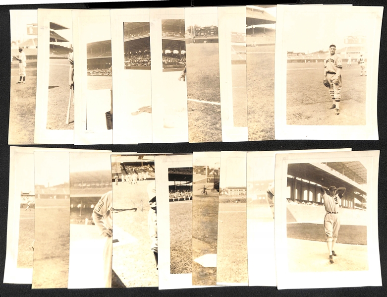 Lot of (18) EF Collins Baseball Photographs (5.5x4.25) Inc. Lary, Lombardi, Hassett, Werber, West, and More!  All Embossed Edges.