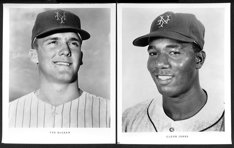 (16) Mets Team Issued Photos (Late 1960s or Early 1970s) w. RARE Nolan Ryan, Tom Seaver, Yogi Berra, Casey Stengel, Warren Spahn