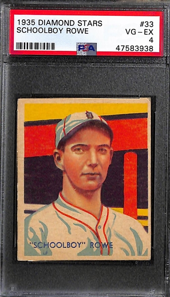 1935 Diamond Stars 3-Card Graded Lot: Schoolboy Rowe PSA 4, Wes Ferrell PSA 2.5, Jimmy Dykes PSA 3