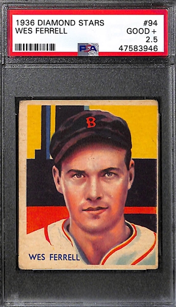 1935 Diamond Stars 3-Card Graded Lot: Schoolboy Rowe PSA 4, Wes Ferrell PSA 2.5, Jimmy Dykes PSA 3