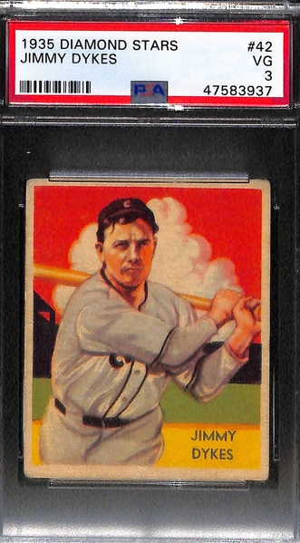 1935 Diamond Stars 3-Card Graded Lot: Schoolboy Rowe PSA 4, Wes Ferrell PSA 2.5, Jimmy Dykes PSA 3