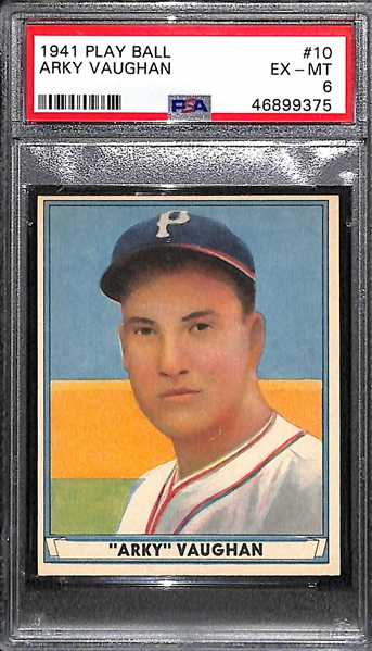 1941 Play Ball Arky Vaughan #10 Graded PSA 6