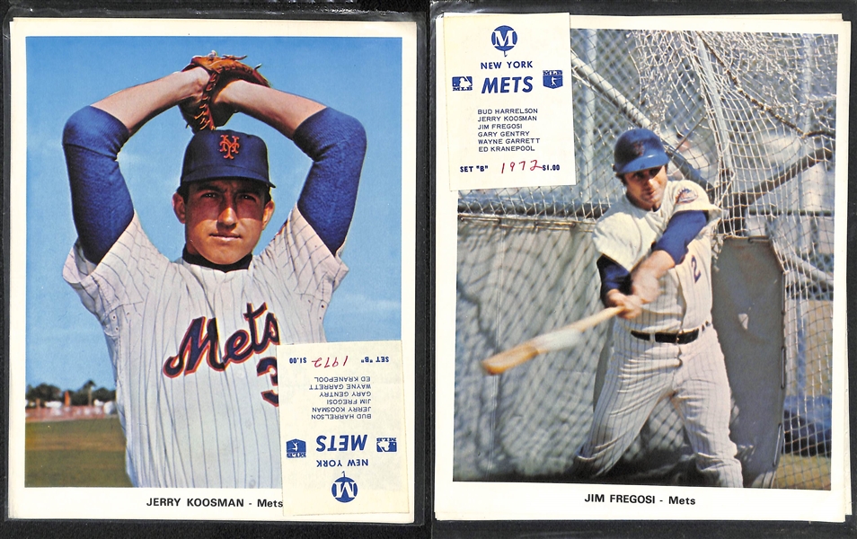 Lot of (12) Baseball Team Issued Photo Packs (Banks, Ford, +) w. (2) 1969 Cubs, 1973 Yankees, 1972 Yankees, (3) 1972 Mets, 1971 White Sox, (4) 1970 White Sox