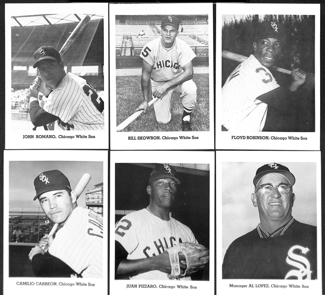 Lot of (6) White Sox Jay Publishing 12-Player 5x7 Photo Cards Plus 19 Loose Photo Cards (91 Total from 1960-1963)