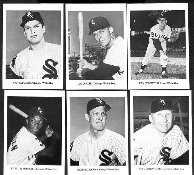 Lot of (6) White Sox Jay Publishing 12-Player 5x7 Photo Cards Plus 19 Loose Photo Cards (91 Total from 1960-1963)