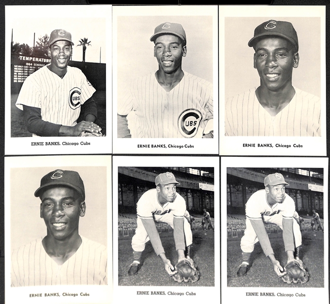 Lot of (9) 1950s-1960s Ernie Banks Jay Publishing 5x7 Picture Photo Cards