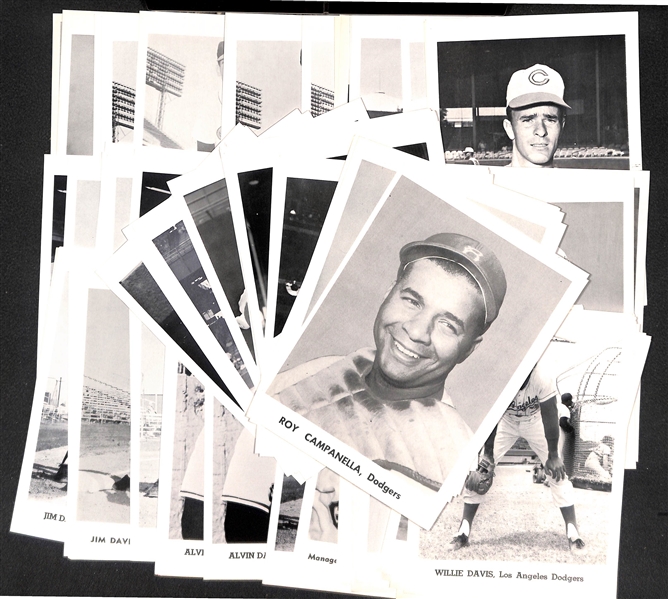 Over 220 1950s-60s Jay Publishing 5x7 Photo Cards w. Last Names C-E,  Inc. 11 Drysdale, Dickey, Campanella, 8 Cepeda, 8 Colavito