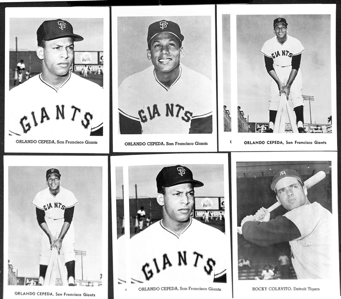 Over 220 1950s-60s Jay Publishing 5x7 Photo Cards w. Last Names C-E,  Inc. 11 Drysdale, Dickey, Campanella, 8 Cepeda, 8 Colavito