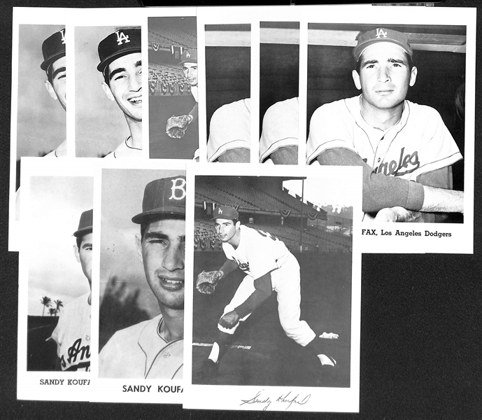 Lot of (9) 1950s-1960s Sandy Koufax Jay Publishing 5x7 Picture Photo Cards