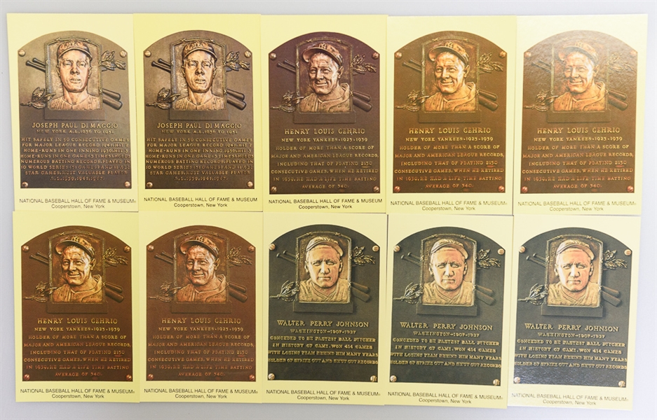 Lot of 235 Yellow HOF Plaque Cards and 1974 Genesis Productions Hank Aaron Bust in Original Box