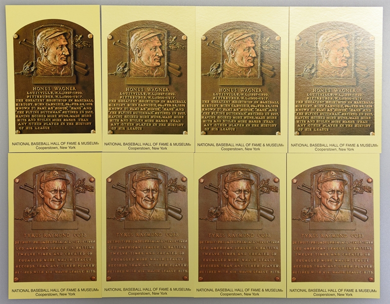 Lot of 235 Yellow HOF Plaque Cards and 1974 Genesis Productions Hank Aaron Bust in Original Box