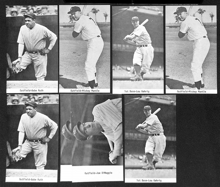 Over 250 Photo & Post Cards w. 130+ Player Postcards (1960s-1980s w. Mantle, Ruth, Gehrig) & 120+ Yellow HOF Plaque Cards