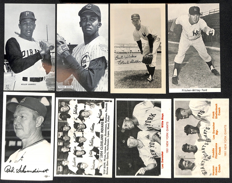 Over 250 Photo & Post Cards w. 130+ Player Postcards (1960s-1980s w. Mantle, Ruth, Gehrig) & 120+ Yellow HOF Plaque Cards