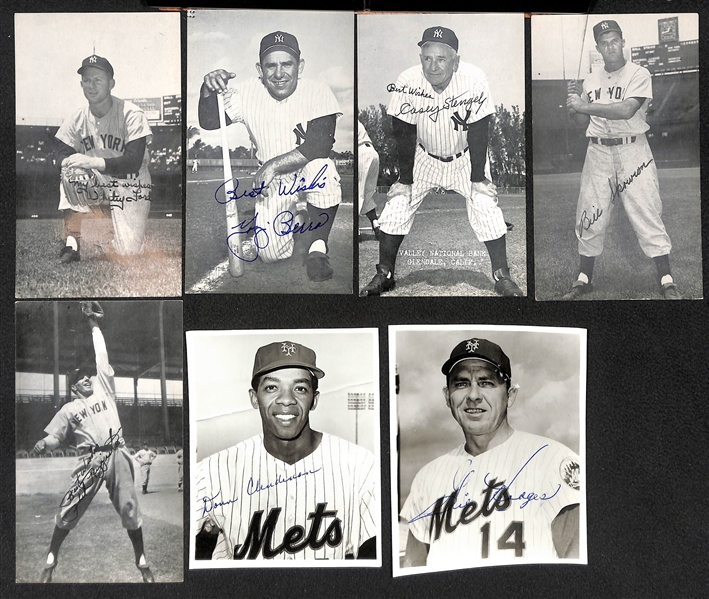 Over 250 Photo & Post Cards w. 130+ Player Postcards (1960s-1980s w. Mantle, Ruth, Gehrig) & 120+ Yellow HOF Plaque Cards