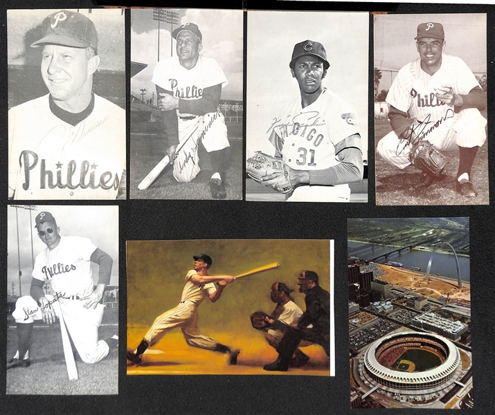 Over 250 Photo & Post Cards w. 130+ Player Postcards (1960s-1980s w. Mantle, Ruth, Gehrig) & 120+ Yellow HOF Plaque Cards