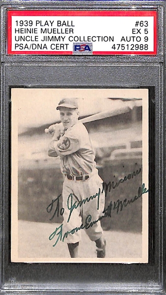 1939 Play Ball Heinie Mueller Signed Card PSA 5 (Autograph Grade 9) - Pop 1 and Only One Ever PSA/DNA Graded