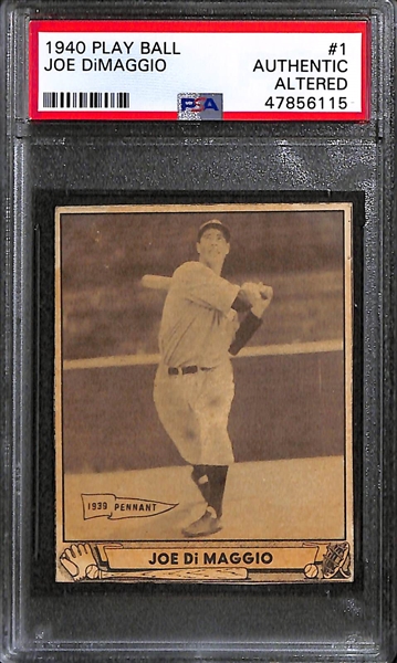 1940 Play Ball Joe DiMaggio PSA Graded Authentic (Altered/Trimmed) and 1939 Play Ball Red Ruffing Graded PSA 2