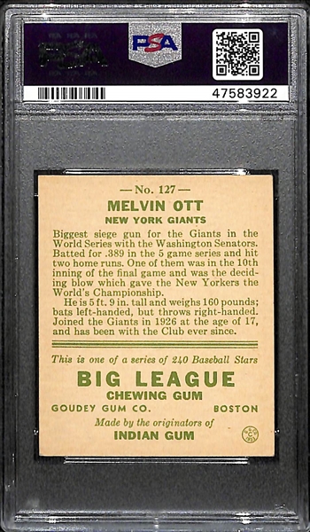 1933 Goudey Mel Ott #127 PSA 4