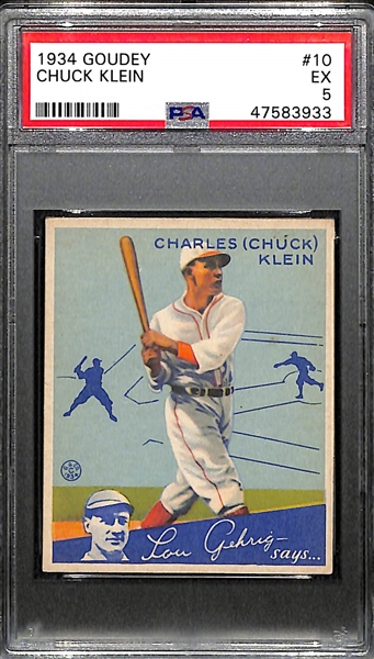 1934 Goudey Chuck Klein #10 PSA 5