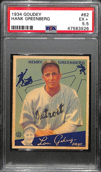 1934 Goudey Hank Greenberg Rookie #62 PSA 5.5 