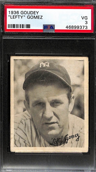 Lot of 2 - 1936 Goudey Paul Waner PSA 4 & 1936 Lefty Gomez PSA 3