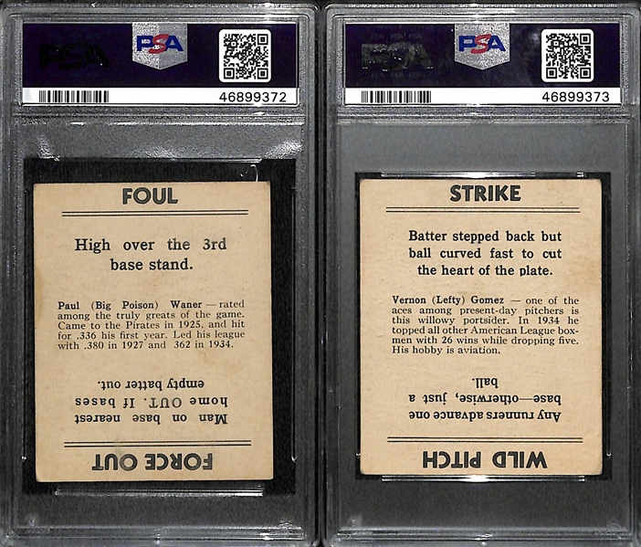 Lot of 2 - 1936 Goudey Paul Waner PSA 4 & 1936 Lefty Gomez PSA 3