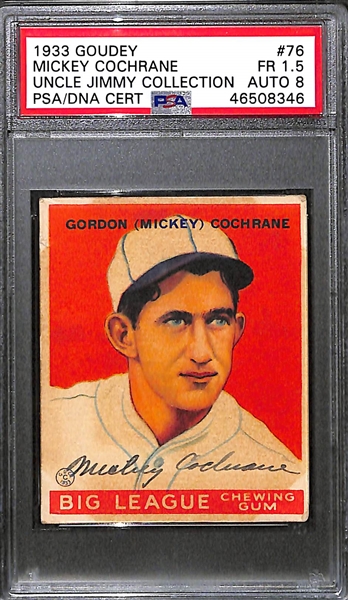 1933 Goudey Mickey Cochrane #76 PSA 1.5 (Autograph Grade 8) - Only 9 PSA/DNA Exist w. Only 2 Graded Higher! (d. 1962) 