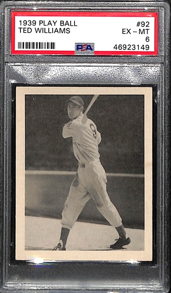 1939 Play Ball Ted Williams Rookie Card #92 PSA 6