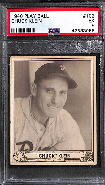 Lot of 2 - 1940 Play Ball Chuck Klein PSA 5 & Lloyd Waner PSA 6