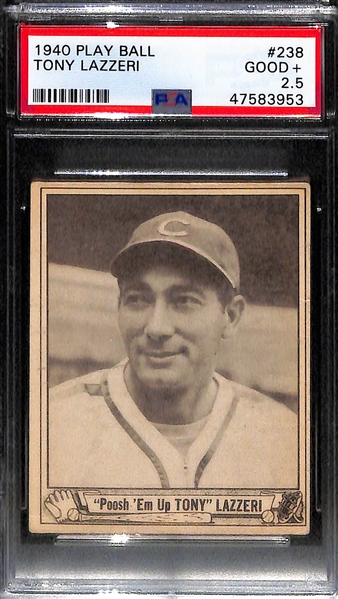 Lot of 3 - 1940 Play Ball Highpockets Kelly PSA 5, Frankie Frischg PSA 3 MK & Tony Lazzeri PSA 2.5