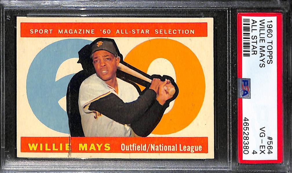 Lot of 2 - 1961 Topps Willie Mays MVP Card PSA 7(OC) & 1960 All Star Card PSA 4