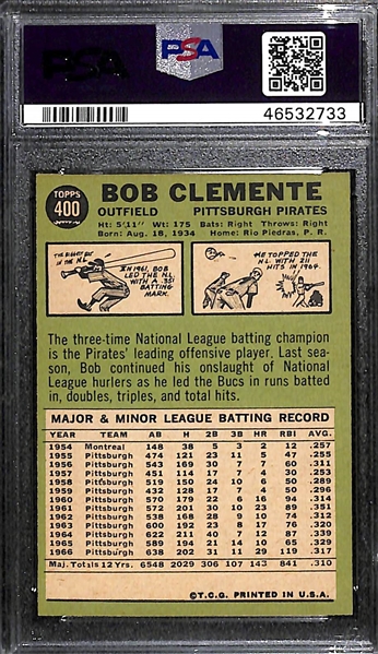 1967 Topps Bob Clemente #400 PSA 8(OC)